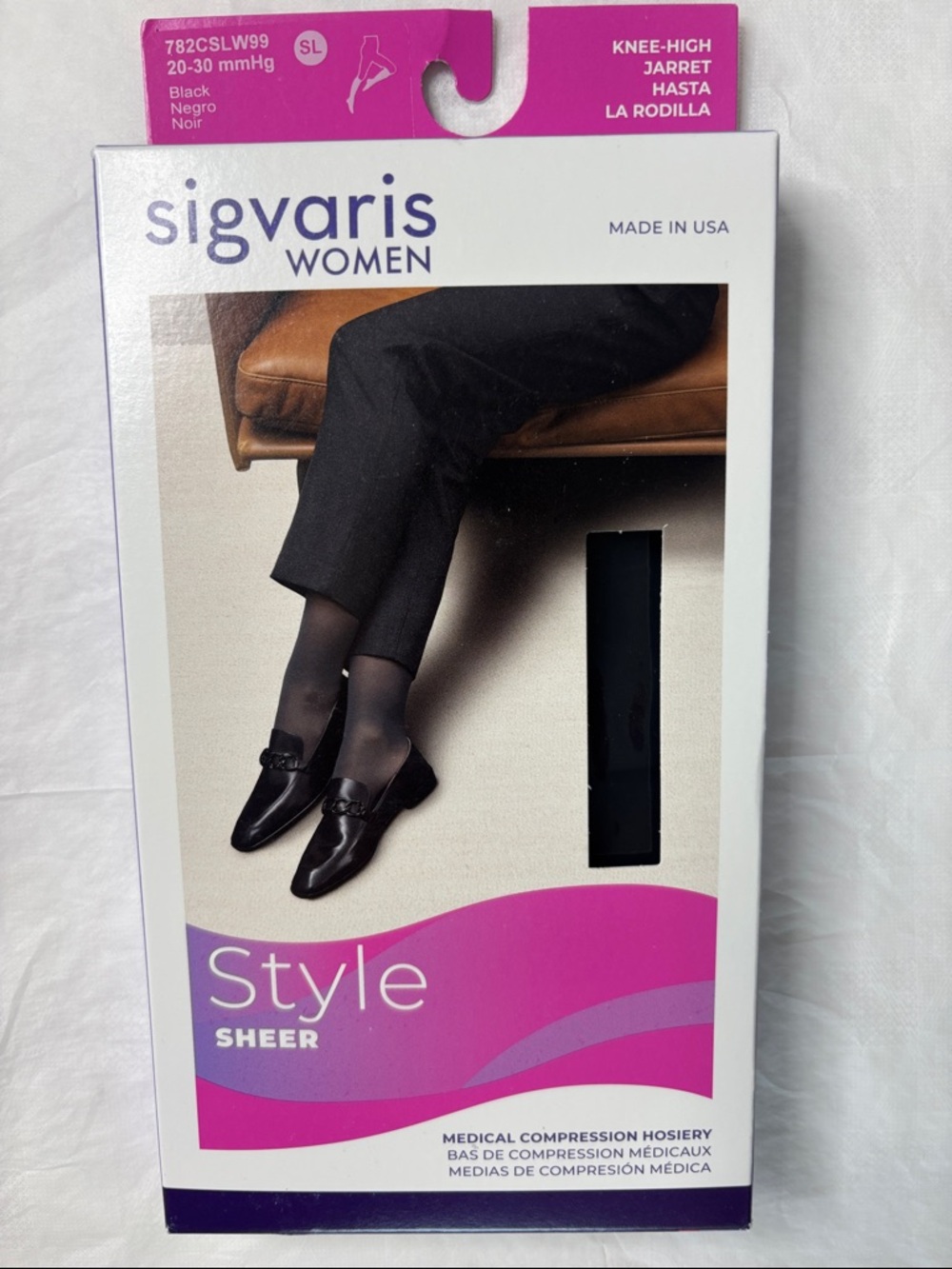Sigvaris Women Style Sheer Knee-Highs in Black size 20-30mmHg SL